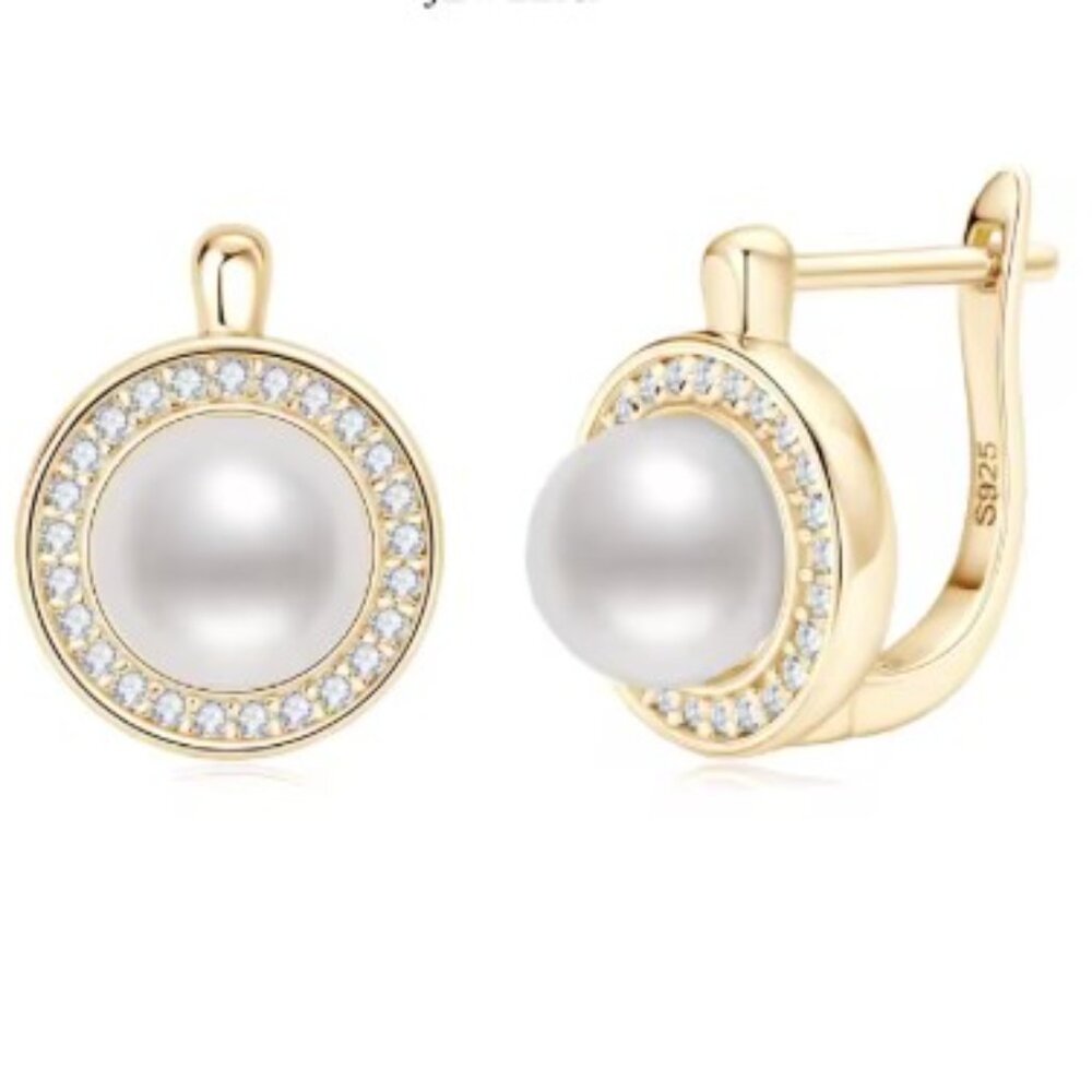 Freshwater Pearl  Moissanite Earrings 925 Silver